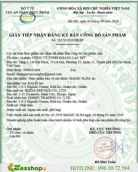 giấy chứng nhận an toàn magic slim
