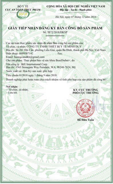 giấy đăng ký công bố sản phẩm bonidiabet