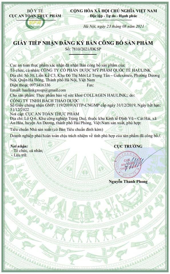 công bố collagen haulink