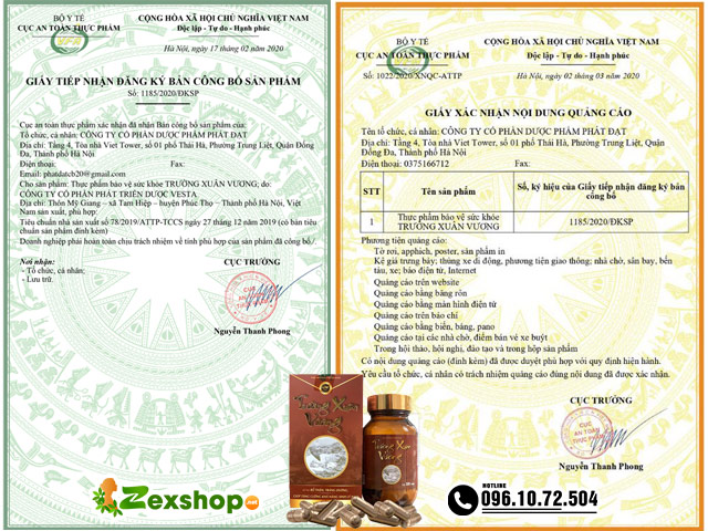 Giấy công bố Trường Xuân Vương