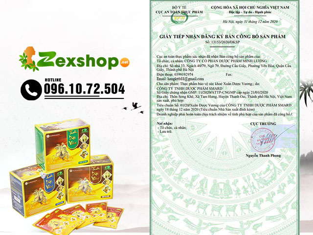 Giấy công bố sản phẩm Xuân Dược Vương