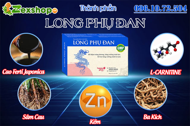 thành phần có trong sản phẩm long phụ đan