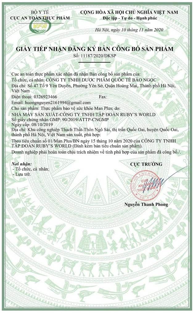 chứng nhận man plus