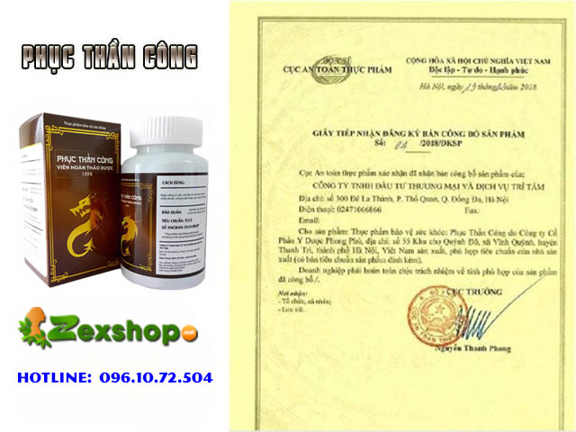 giấy công bố sản phẩm phục thần công