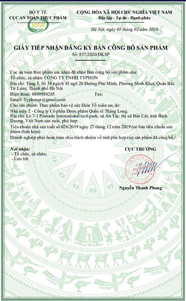 giấy chứng nhận tố xuân an