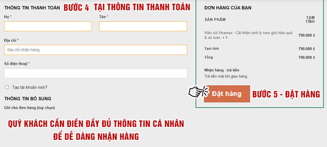 Bước 3 - Truy cập trang đặt hàng